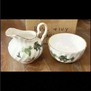Allyn Nelson Rose & Ivy Floral Bone China Creamer and Sugar Bowl Set